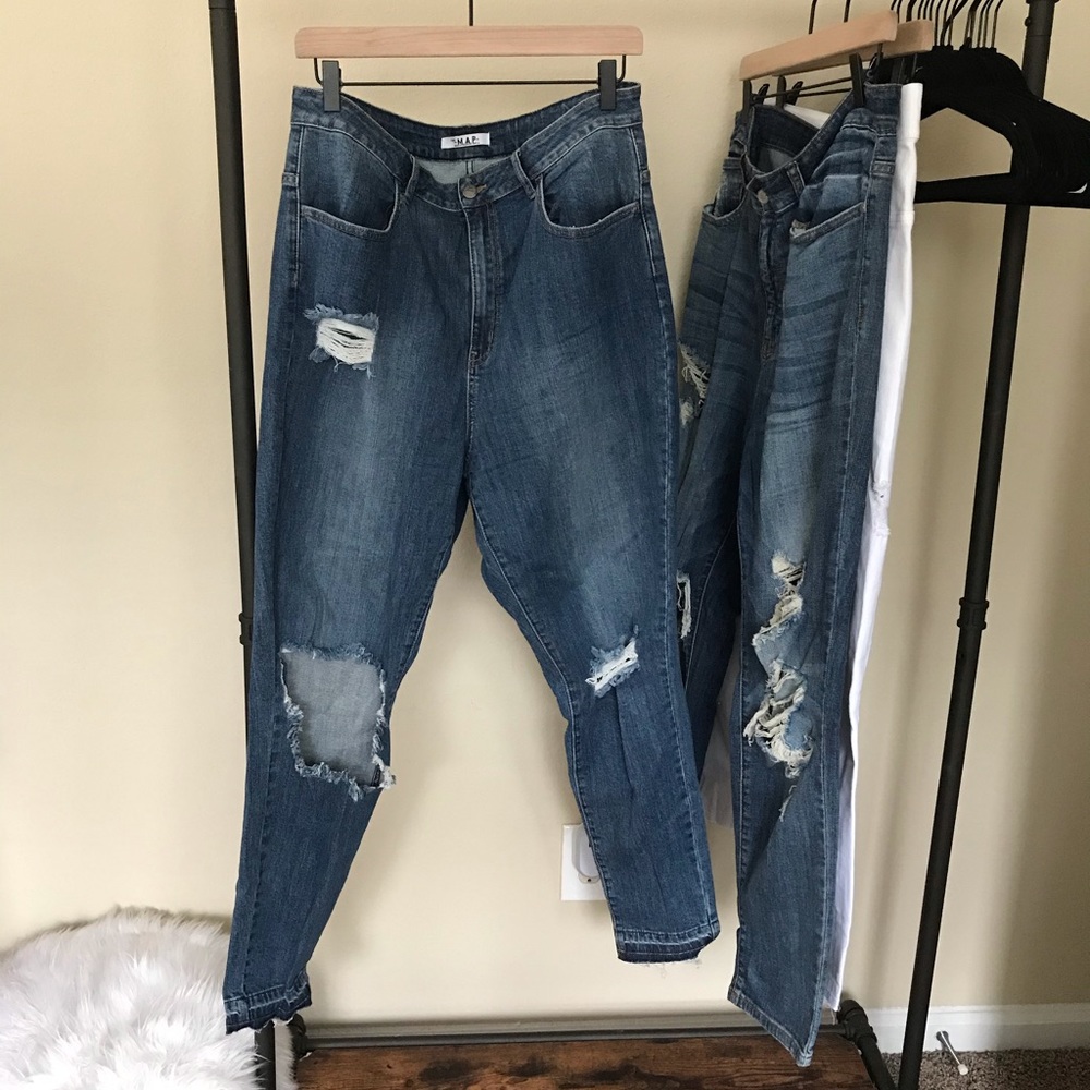 Plus Size Skinny Super Distressed Denim